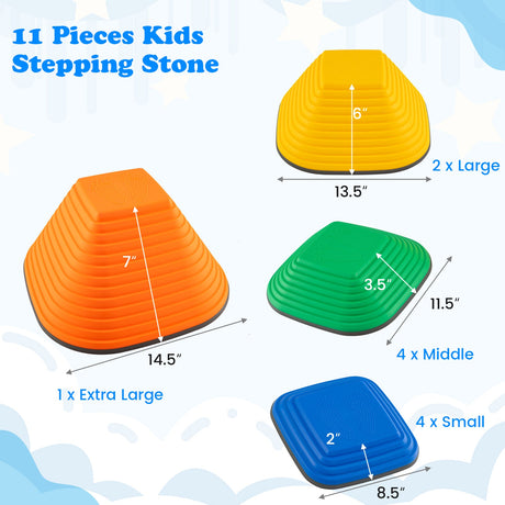11 piezas de adoquines cuadrados apilables para niños, de interior y exterior, multicolor