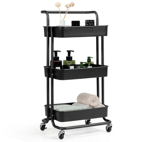 Carrito de almacenamiento utilitario de 3 niveles con ruedas