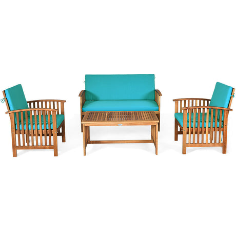 Juego de muebles de madera maciza para patio de 4 piezas