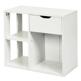 3-Cube Bookcase 2-tier Wooden Storage Shelf with Pull-out Drawer-Brown