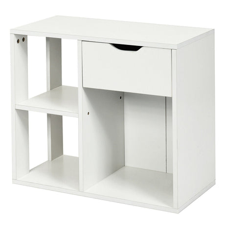 Estantería de 3 cubos de 2 niveles con cajón extraíble de madera - Marrón