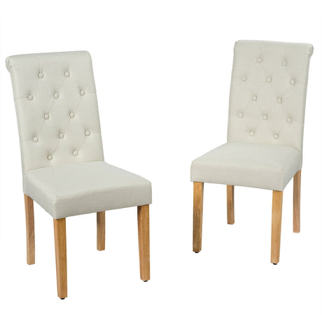 Juego de 2 sillas de comedor tapizadas con almohadillas antideslizantes ajustables