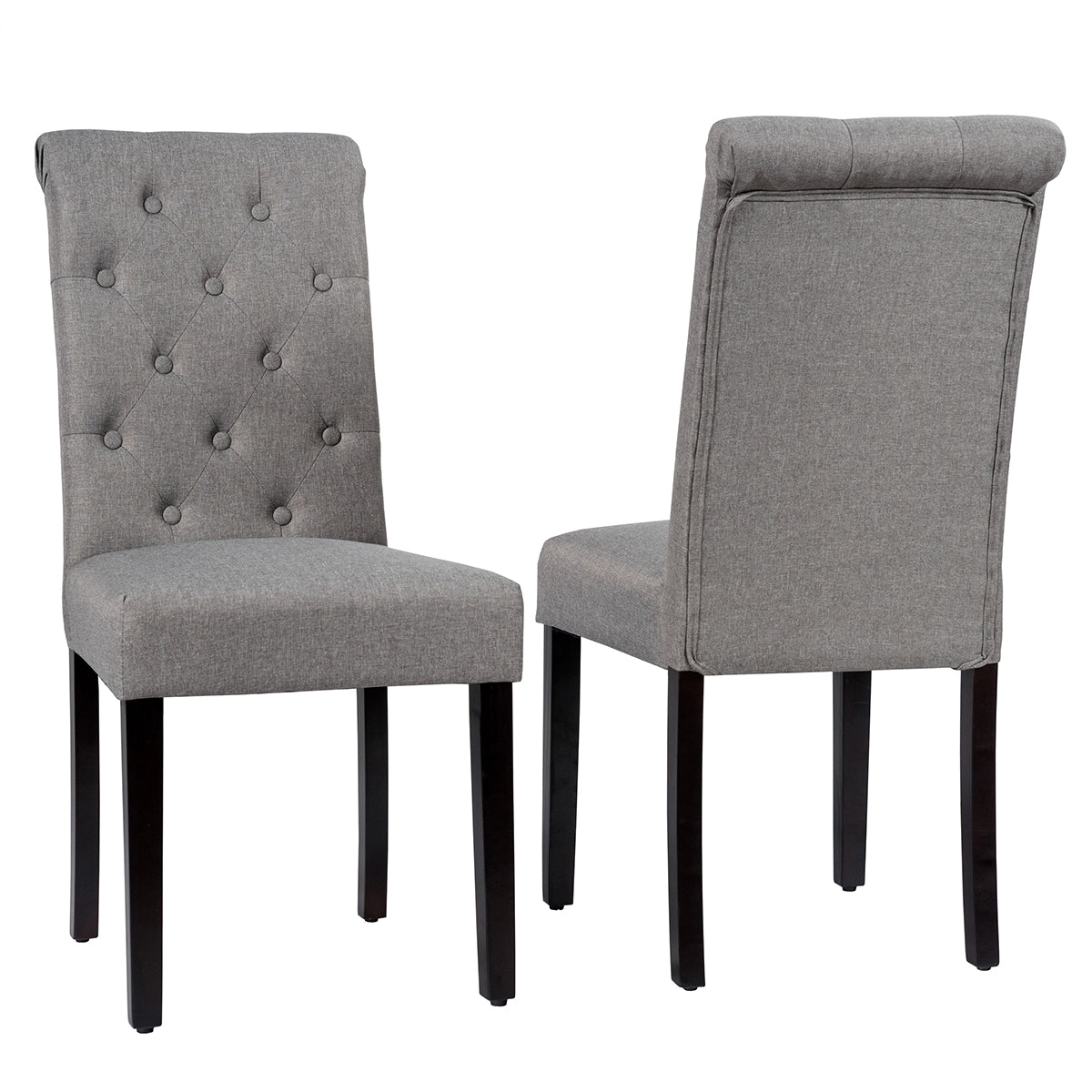 Juego de 2 sillas de comedor tapizadas con almohadillas antideslizantes ajustables