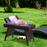 Mesa auxiliar de café plegable de ratán PE Muebles de patio y jardín
