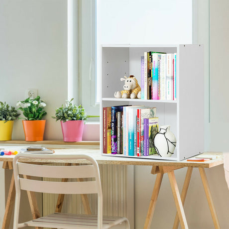 Mueble Expositor Multifuncional de 2 Capas con Gran Capacidad de Almacenamiento - Blanco