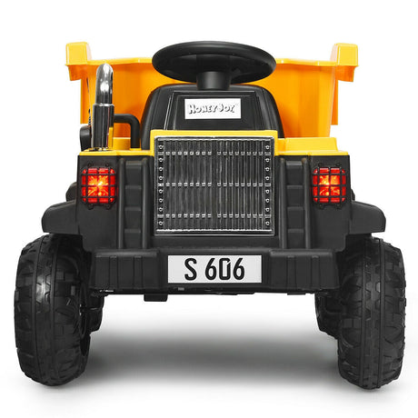 Camión volquete eléctrico para niños de 12 V con batería y balde volquete - Amarillo