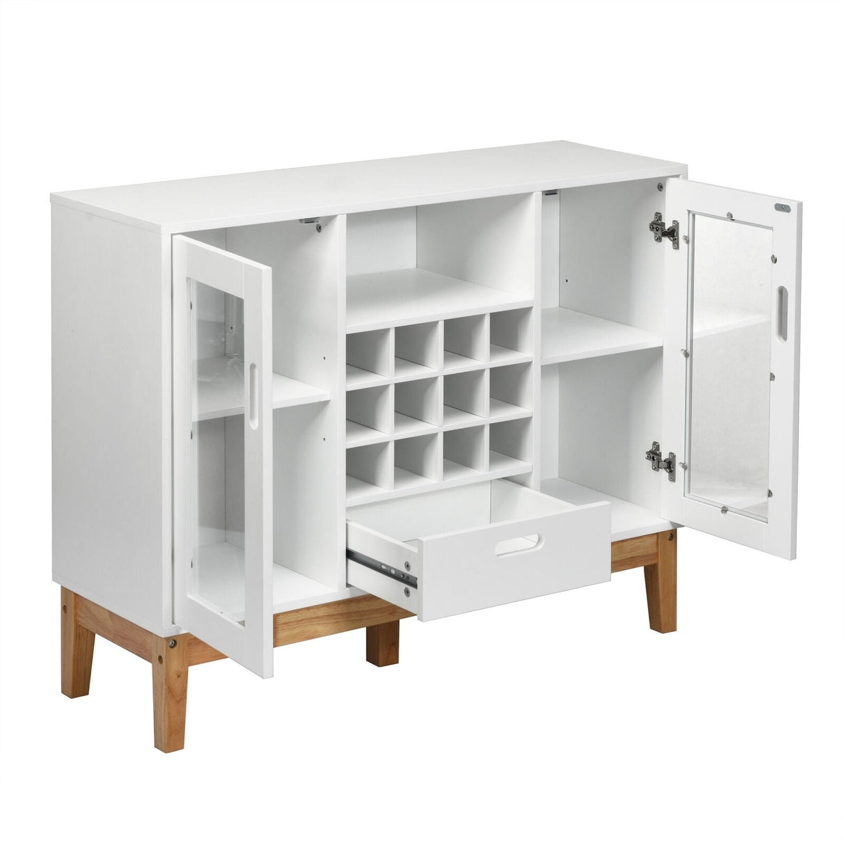 Mueble de almacenamiento de vino de madera Aparador Consola Buffet Servidor - Blanco