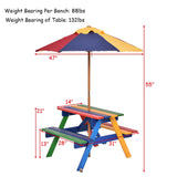 Mesa de picnic para niños de 4 asientos con sombrilla