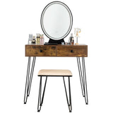 Industrial Makeup Dressing Table with 3 Lighting Modes