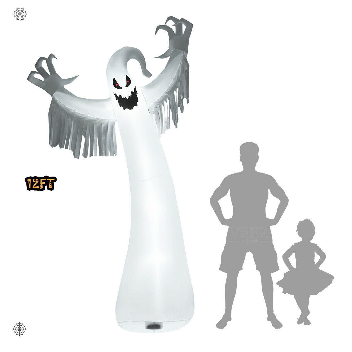 Fantasma espeluznante inflable de Halloween de 12 pies con soplador y luces LED