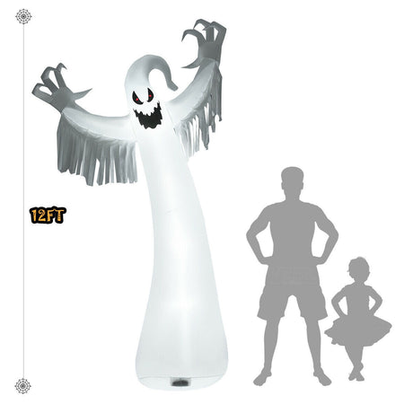 Fantasma espeluznante inflable de Halloween de 12 pies con soplador y luces LED