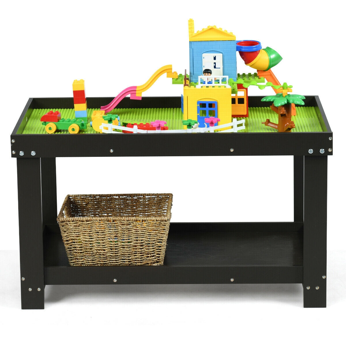 Mesa de juego de actividades para niños, multifuncional, de madera maciza