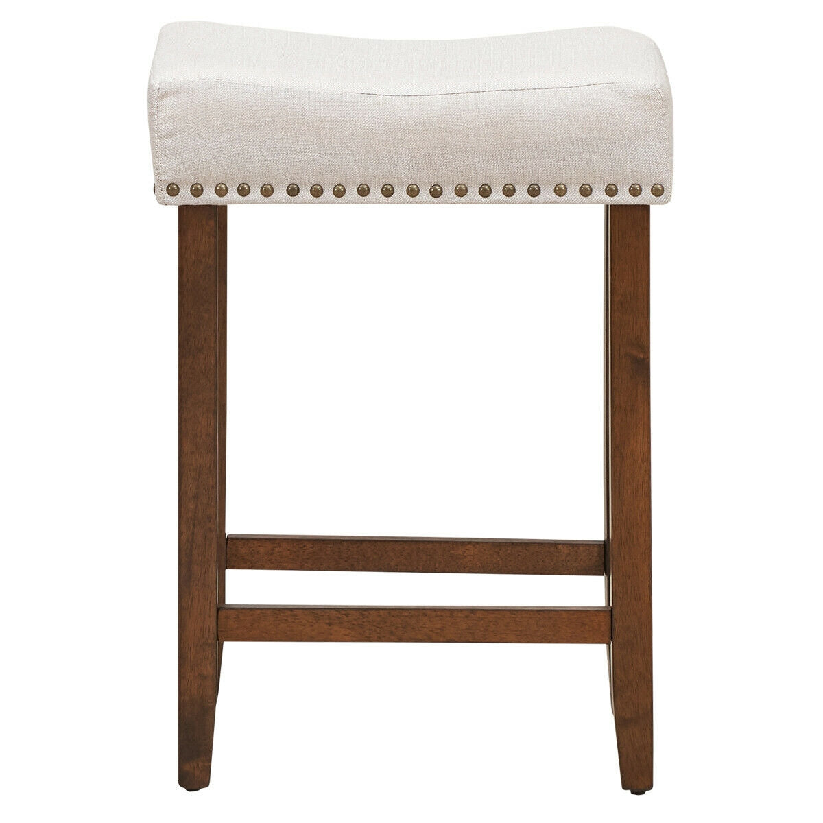 Juego de 2 taburetes de bar tipo silla de montar con cabezas de clavos, 61 cm de alto