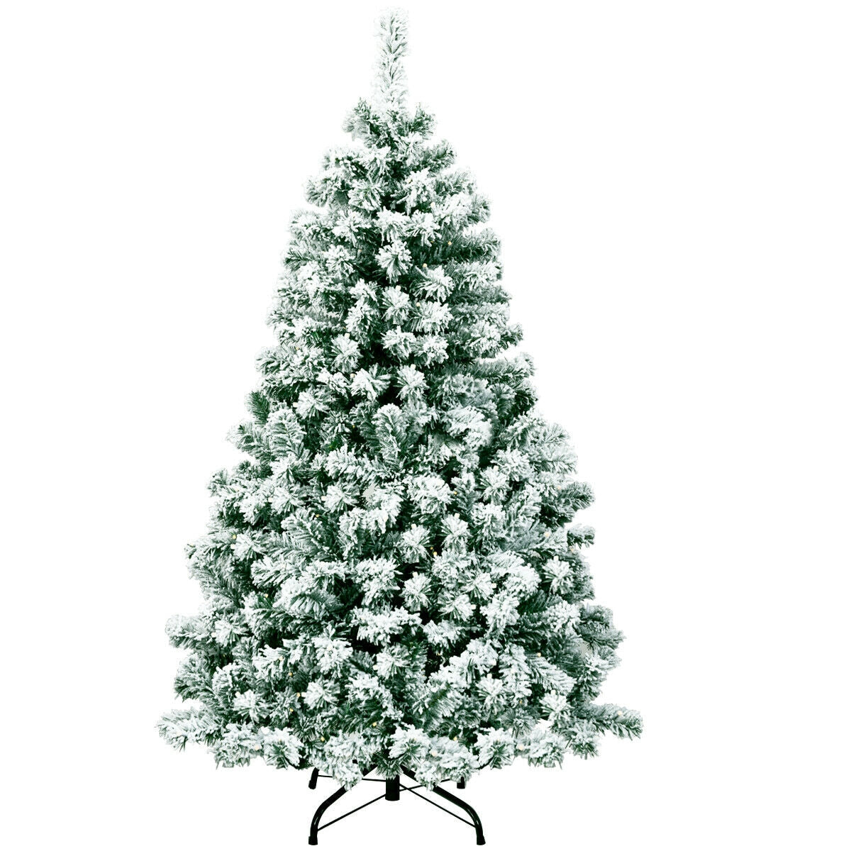 Árbol de Navidad artificial de 4.5 pies, preiluminado, con nieve y bisagras