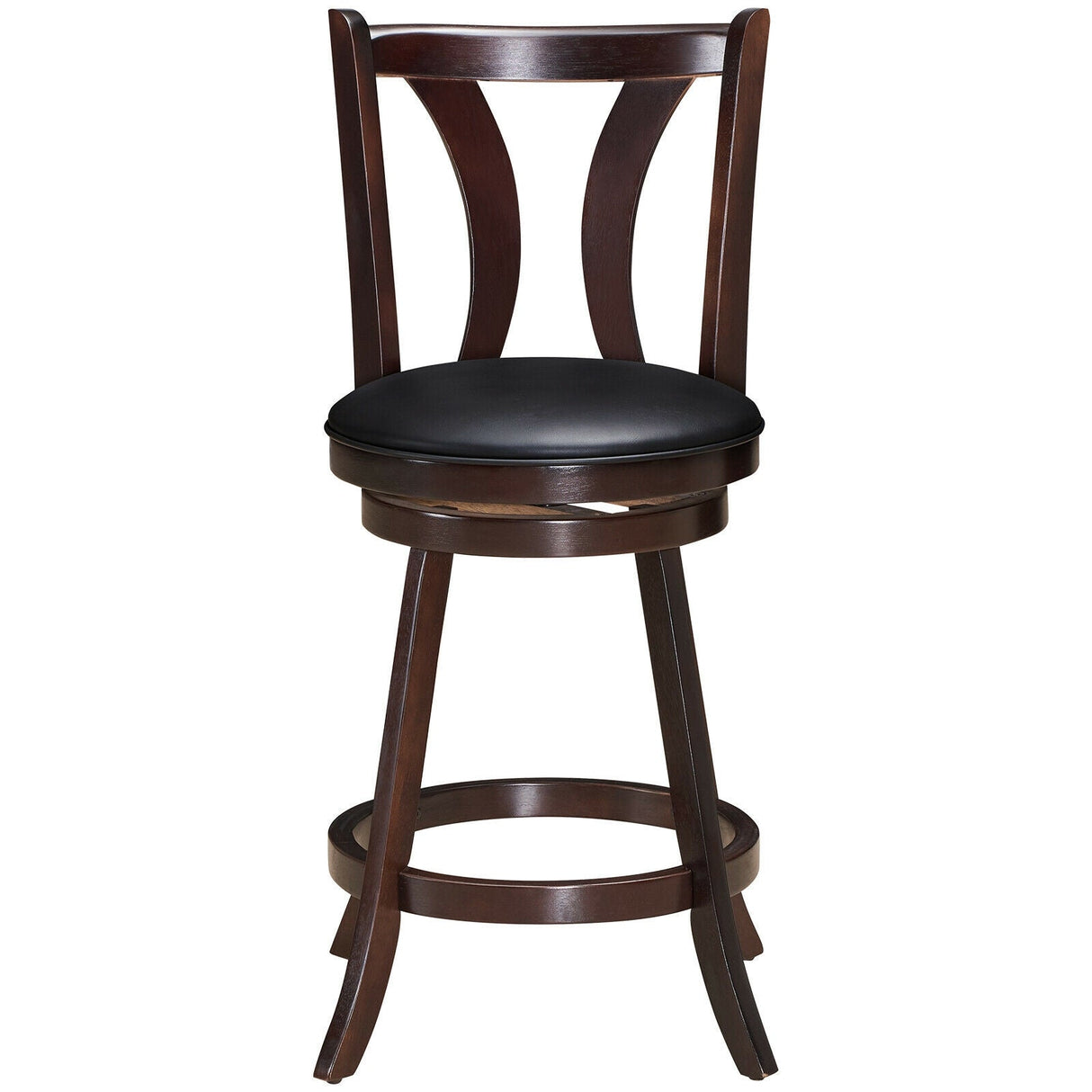 Juego de 2 taburetes giratorios de bar de 24 pulgadas de altura de mostrador, sillas de cocina y comedor con asiento de cuero acolchado