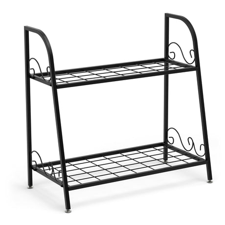 Soporte metálico de 2 niveles para plantas de patio