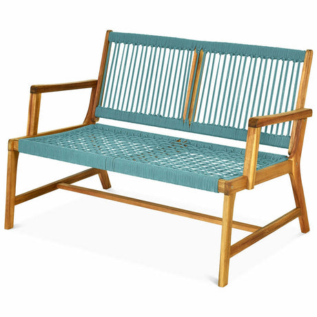 Banco de jardín de madera de acacia para 2 personas para balcón y patio