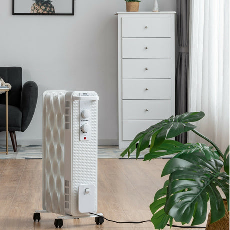 Calefactor de aceite de 1500 W, radiador portátil con termostato ajustable