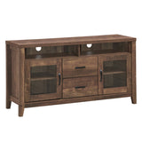 Mueble para TV retro de madera con cajones y puertas de cristal templado