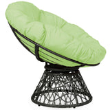 Sillón Papasan de Ratán Ergonómico Giratorio 360 Grados Cojín Suave para Jardín