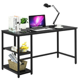 Escritorio de ordenador de 47 pulgadas, mesa de estudio, estación de trabajo para el hogar con estante ajustable, negro