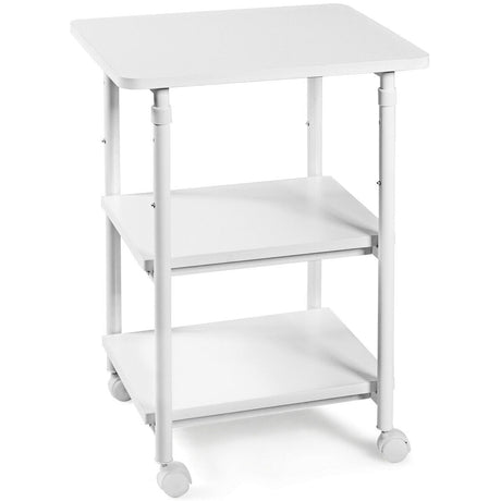 Soporte de impresora ajustable de 3 niveles con ruedas giratorias de 360°