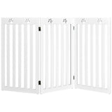 36 Inch Folding Wooden Freestanding Pet Gate Dog Gate with 360° Flexible Hinge