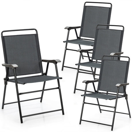 4 sillas plegables portátiles para exterior con reposabrazos