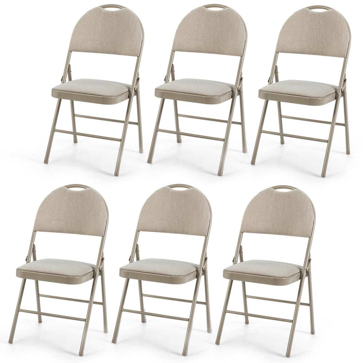 Juego de 6 sillas plegables de metal tapizadas en tela
