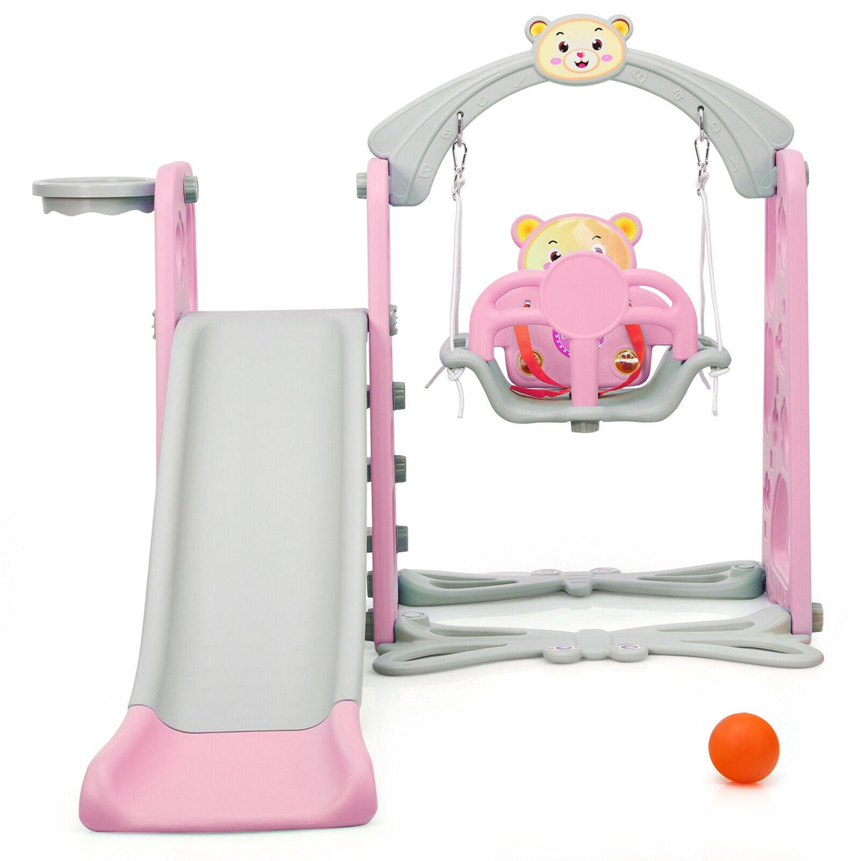 Juego de tobogán 3 en 1 para niños pequeños con trepador y columpio