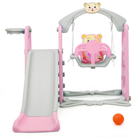 Juego de tobogán 3 en 1 para niños pequeños con trepador y columpio