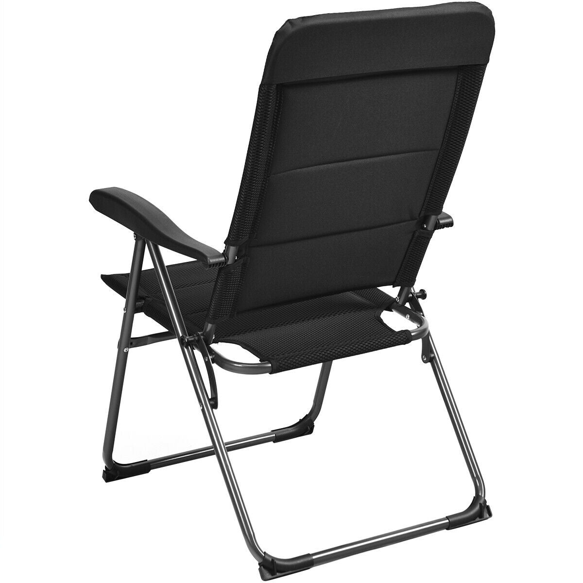 Juego de 4 sillas plegables para patio con respaldo ajustable - Negro