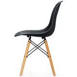 Juego de 4 sillas de plástico modernas con diseño calado y patas de madera