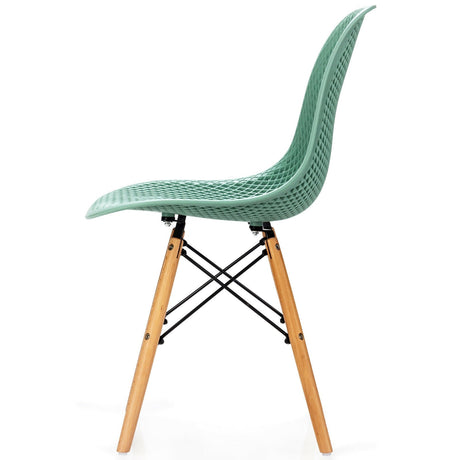 4 Pieces Modern Plastic Hollow Chair Set with Wood Leg