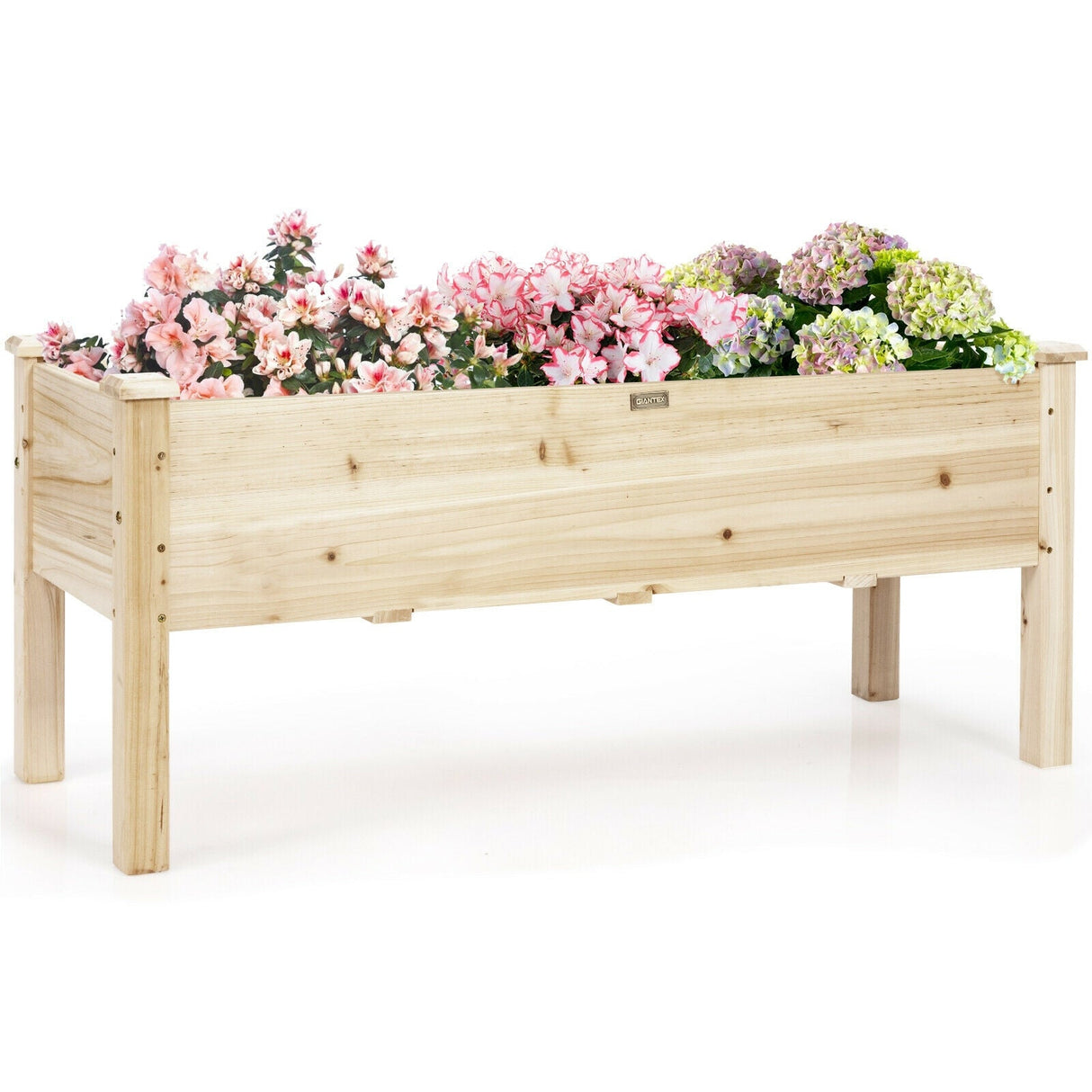 Huerto elevado de madera para verduras, flores y hierbas