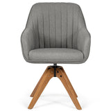 Sillón giratorio tapizado con patas de madera de haya