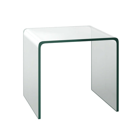 Mesa auxiliar de cascada de cristal templado de 18 x 18 x 16 pulgadas con almohadilla antideslizante