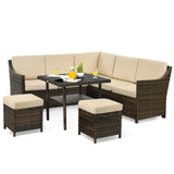 Juego de Muebles de Sofá de Ratán para Patio de 6 Piezas
