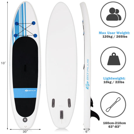 Tabla de paddle surf inflable de 10 pies con bolsa de transporte