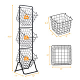 3-Tier Fruit Basket Stand with Adjustable Heights