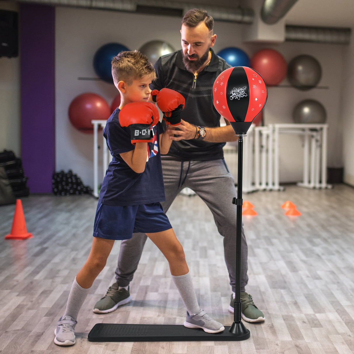 Saco de Boxeo para Niños con Soporte Ajustable y Guantes de Boxeo