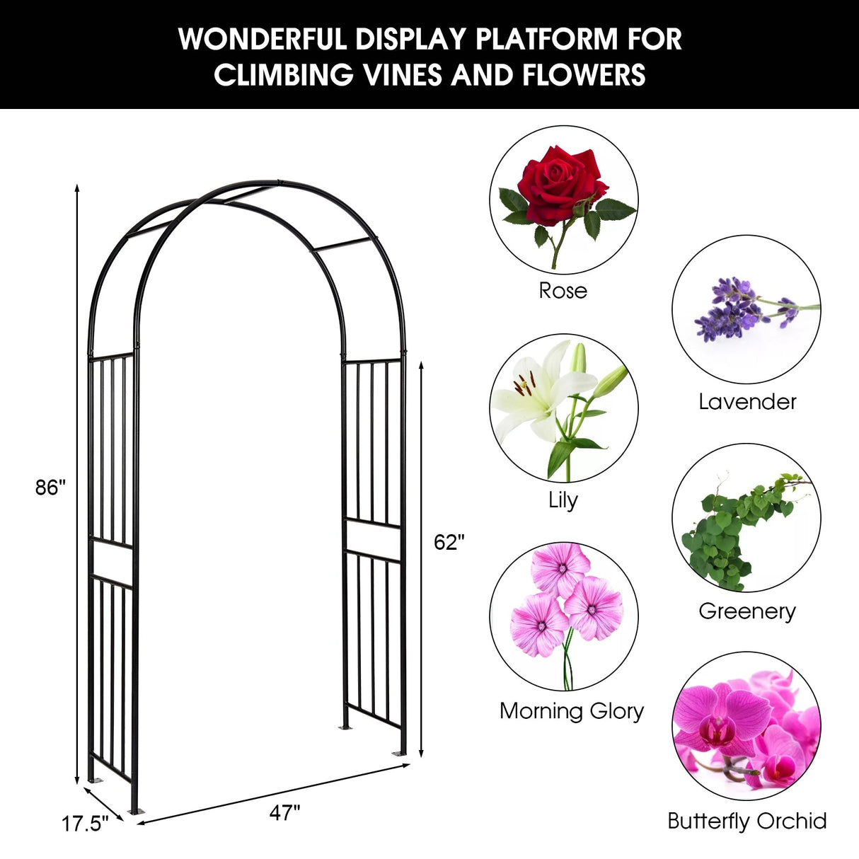 Arco para plantas trepadoras de decoración de jardín de 7.2 pies