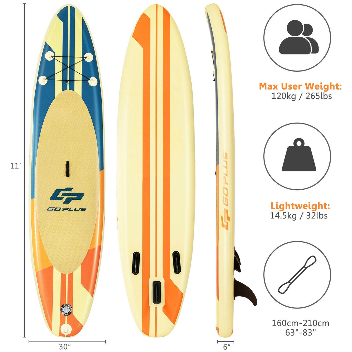 Tabla de paddle surf inflable con mochila, remo de aluminio y bomba manual