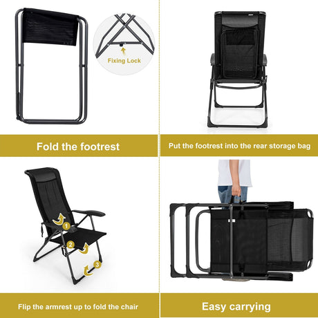 Juego de 4 sillas de comedor plegables con respaldo ajustable para patio