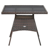 Juego de muebles de comedor de ratán para patio de 5 piezas con sillones y mesa con superficie de madera