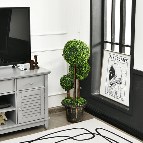 Árbol topiario artificial de bola triple de 36 pulgadas para interiores y exteriores