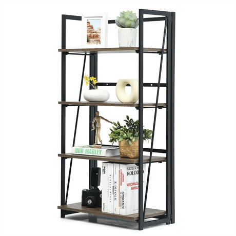 Estantería Plegable de 4 Niveles, Estantería Industrial sin Ensamblaje, Estantes de Exhibición