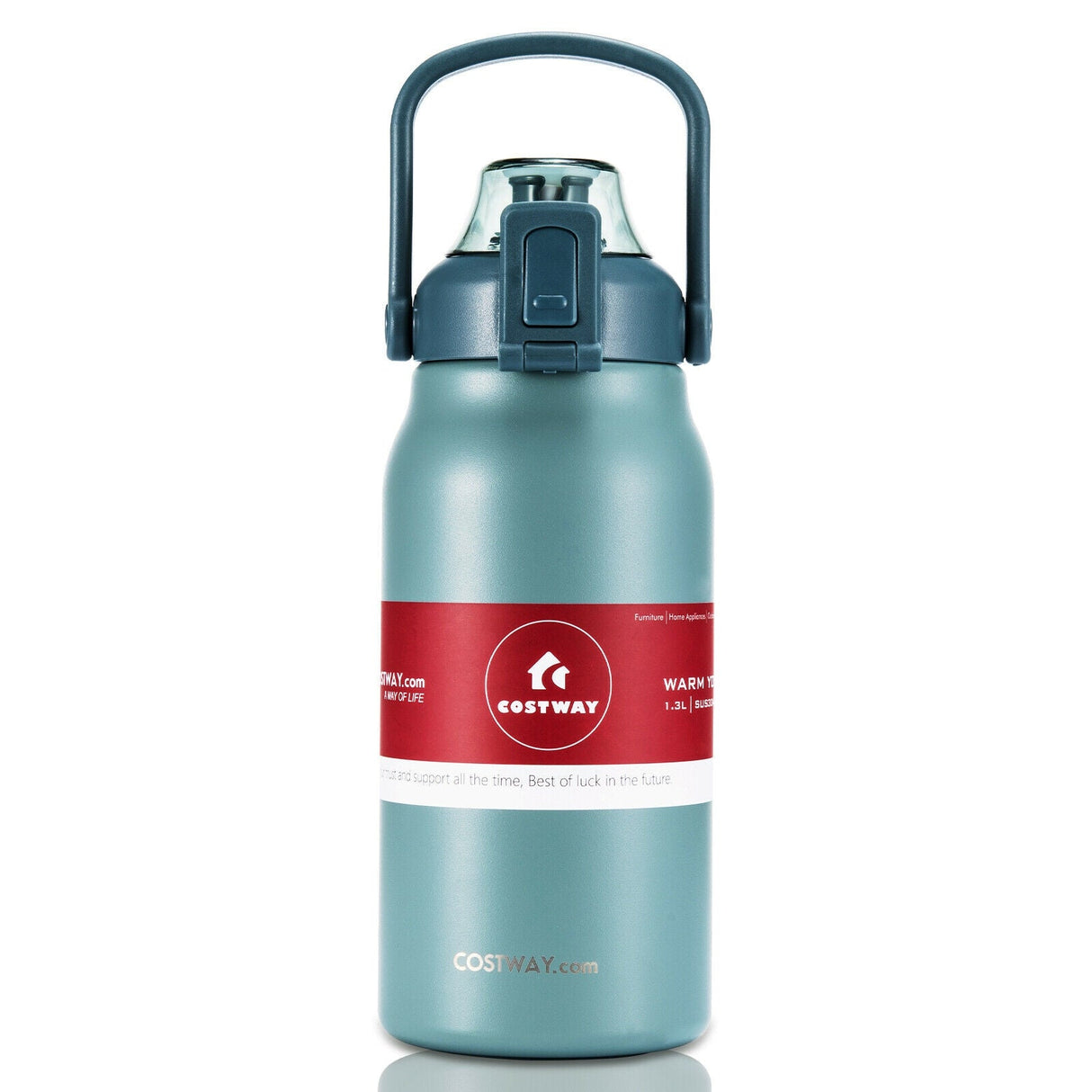 Botella de Agua Deportiva de Acero Inoxidable de 44oz con Aislamiento al Vacío, a Prueba de Fugas - Gris