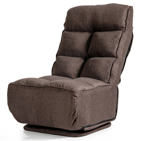 Sillón de Suelo Plegable con Giro de 360 Grados y 6 Posiciones Ajustables