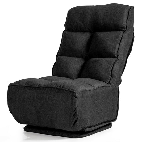 Sillón de Suelo Plegable con Giro de 360 Grados y 6 Posiciones Ajustables